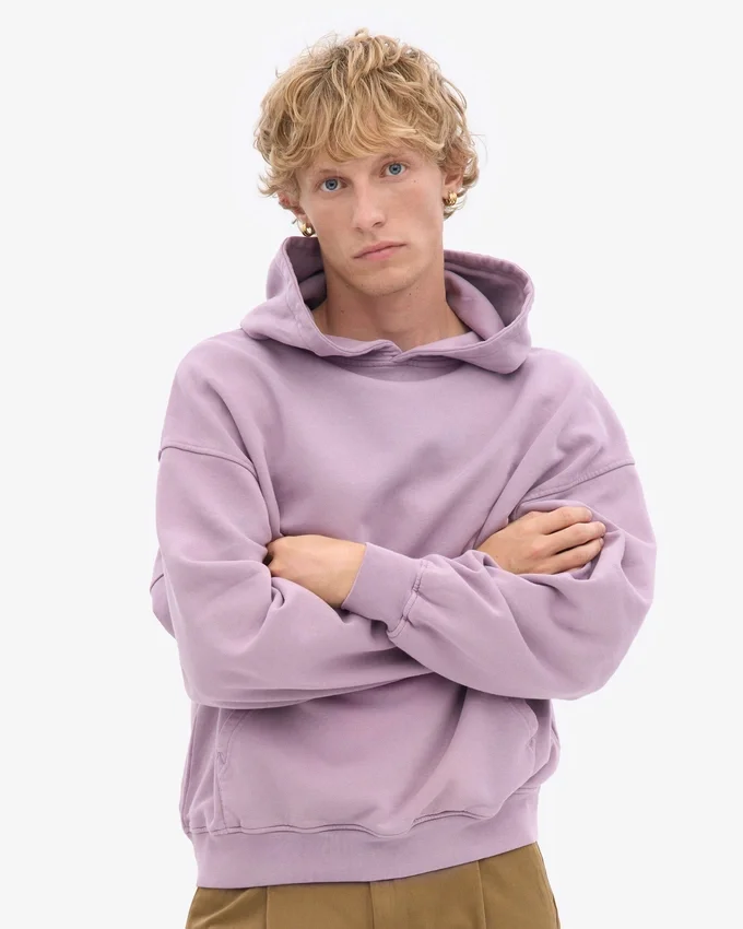 Bio-Oversize-Kapuzenpullover – Perlmutt-Lila