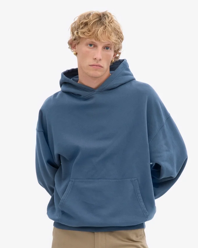 Bio-Oversize-Kapuzenpullover – Petrolblau