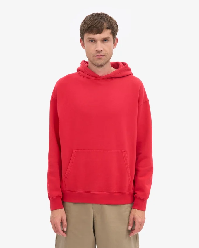 Bio-Oversize-Kapuzenpullover – Scharlachrot