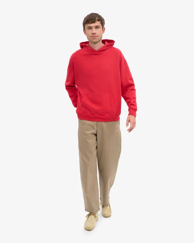 Bio-Oversize-Kapuzenpullover – Scharlachrot