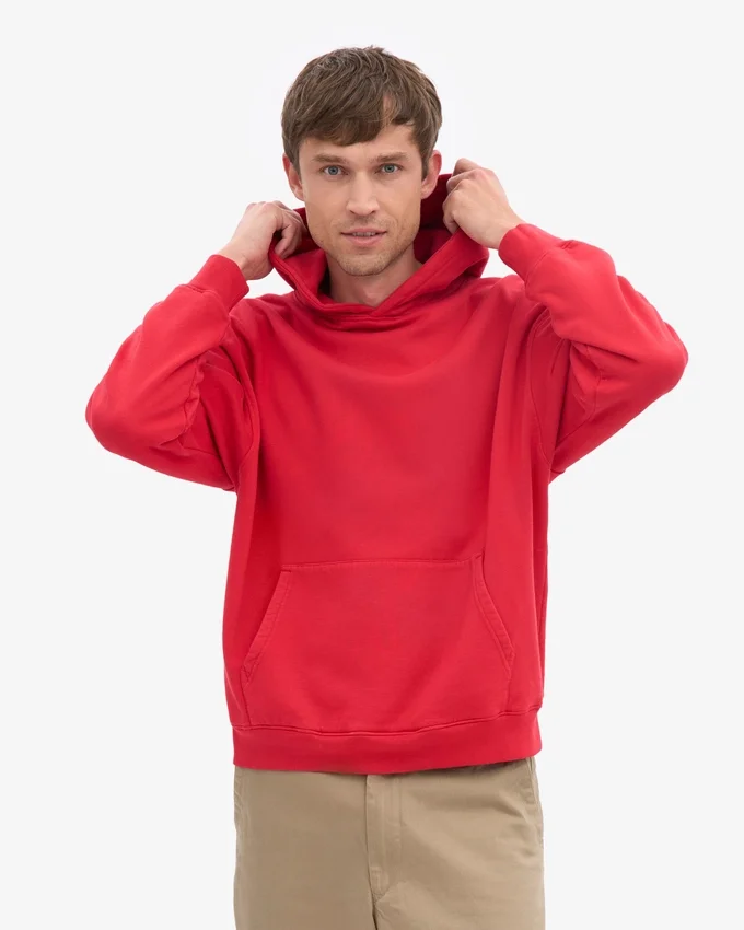 Bio-Oversize-Kapuzenpullover – Scharlachrot