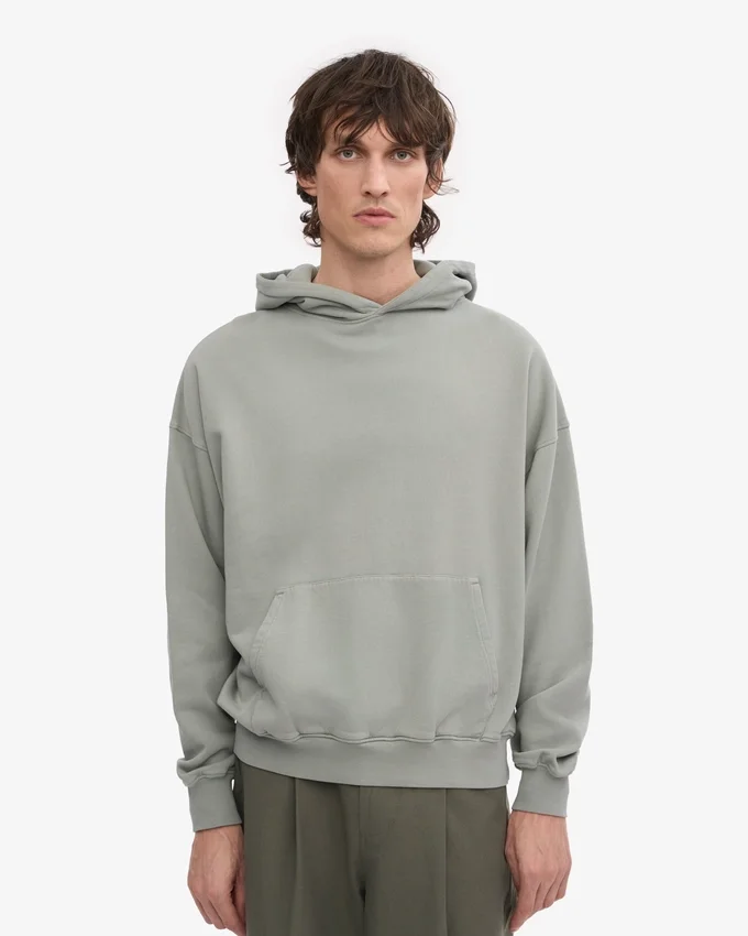 Bio-Oversize-Kapuzenpullover – Stahlblau