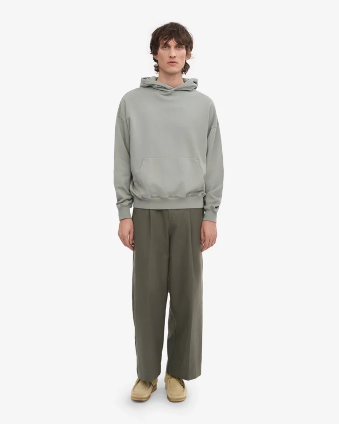 Bio-Oversize-Kapuzenpullover – Stahlblau