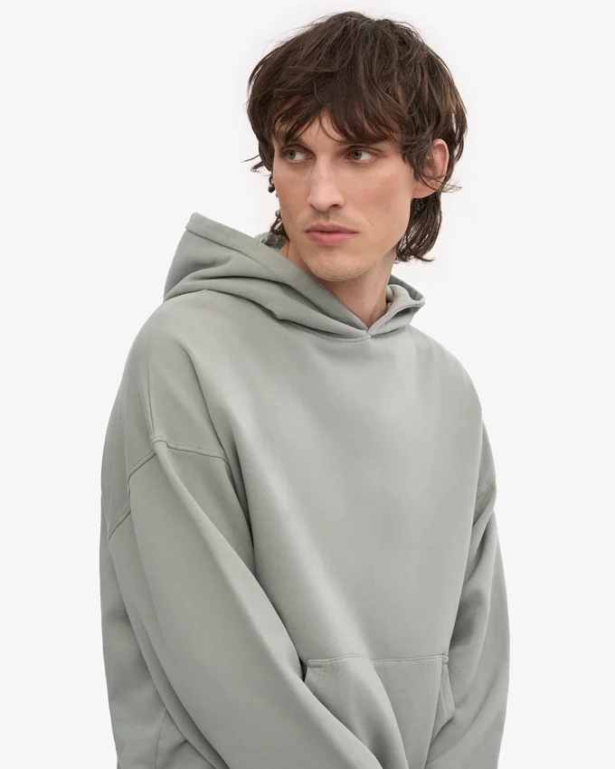 Bio-Oversize-Kapuzenpullover – Stahlblau