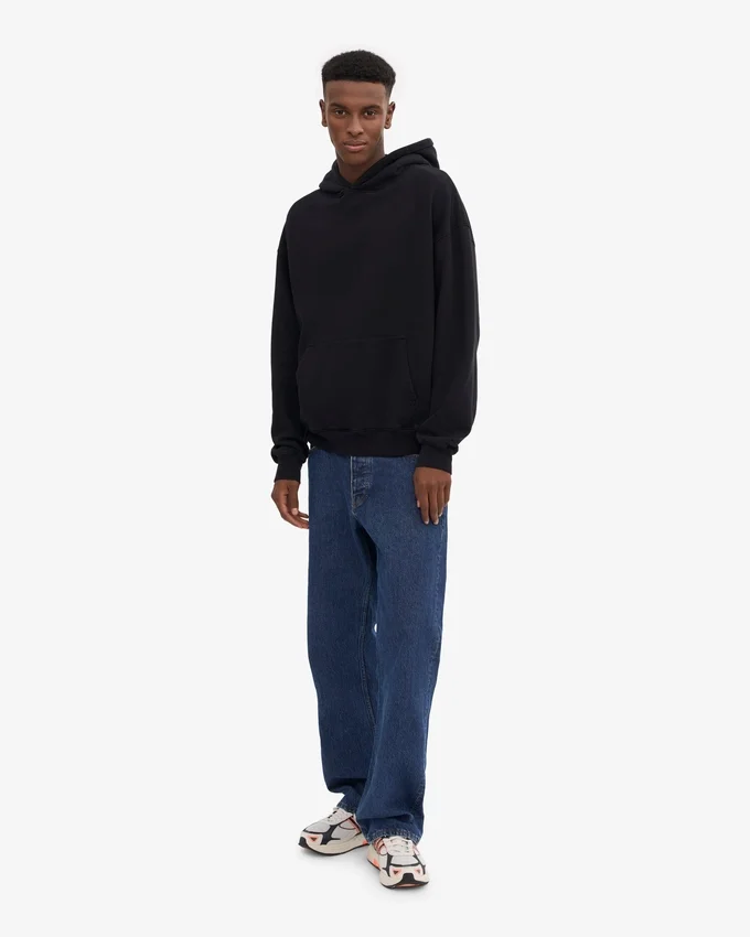 Bio-Oversize-Kapuzenpullover – Tiefschwarz