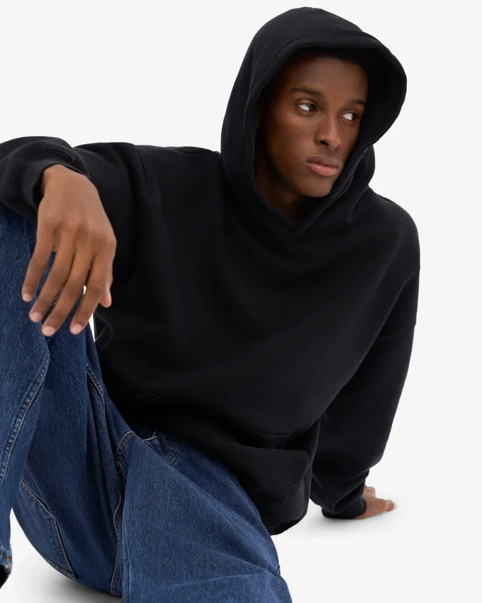 Bio-Oversize-Kapuzenpullover – Tiefschwarz