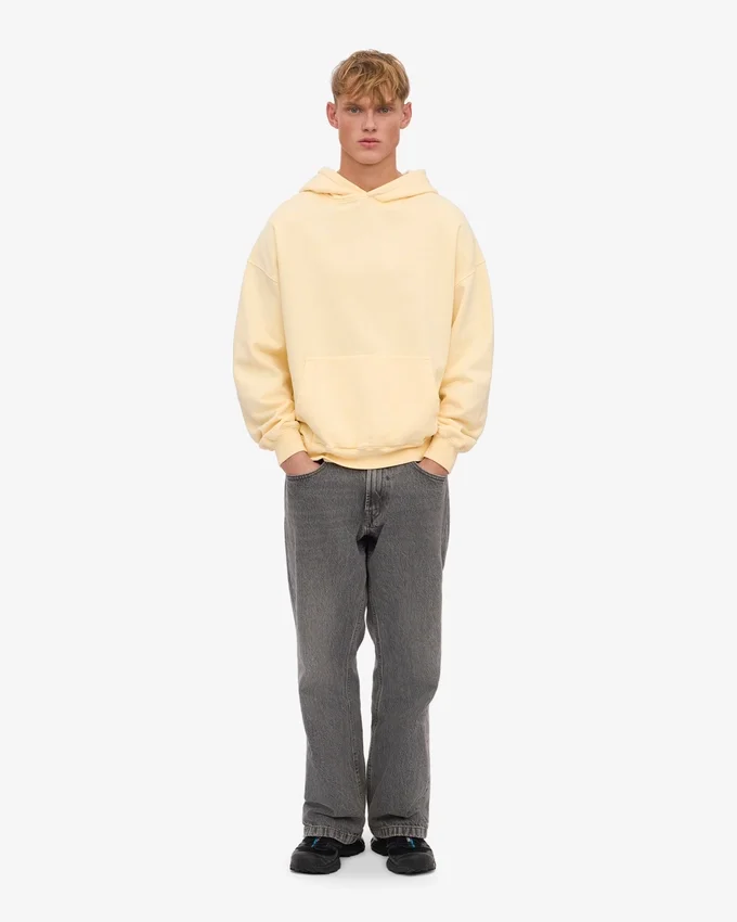 Bio-Oversize-Kapuzenpullover – Zartgelb