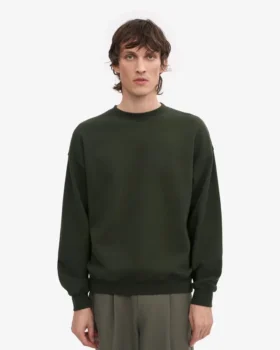 Bio-Oversize-Pullover mit Rundhalsausschnitt – Jägergrün