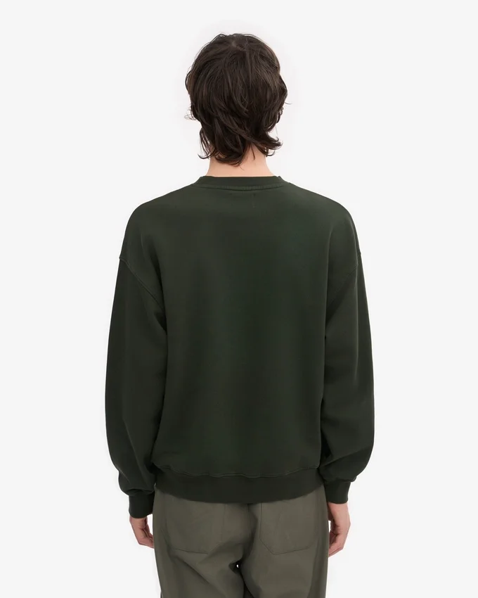 Bio-Oversize-Pullover mit Rundhalsausschnitt – Jägergrün