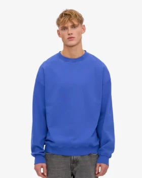Bio-Oversize-Pullover mit Rundhalsausschnitt – Saphirblau
