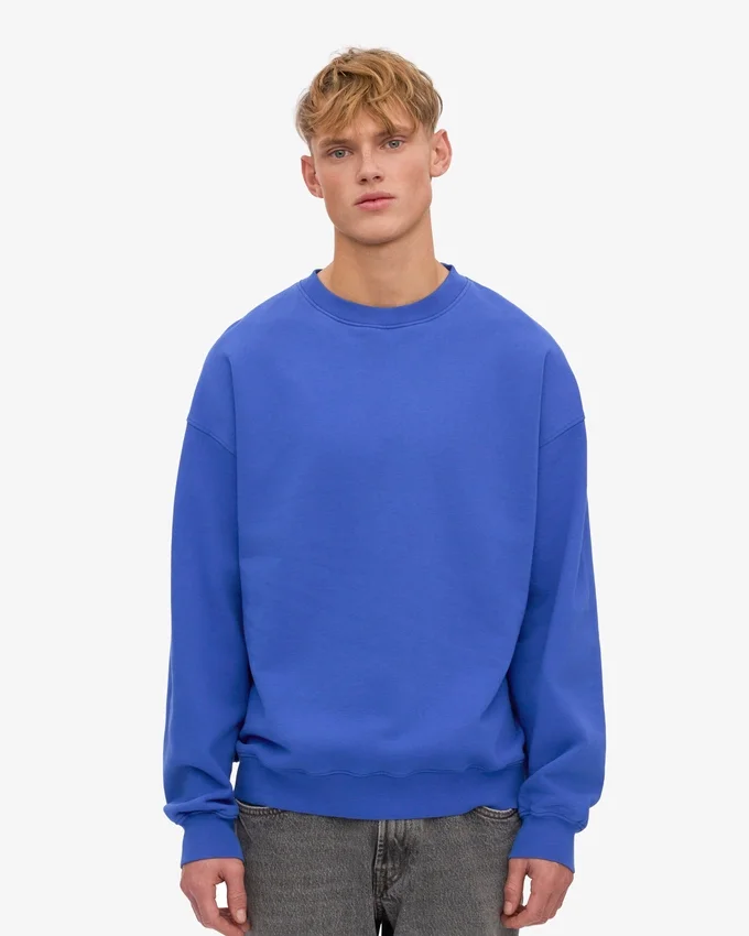 Bio-Oversize-Pullover mit Rundhalsausschnitt – Saphirblau