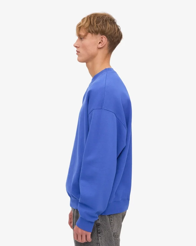 Bio-Oversize-Pullover mit Rundhalsausschnitt – Saphirblau