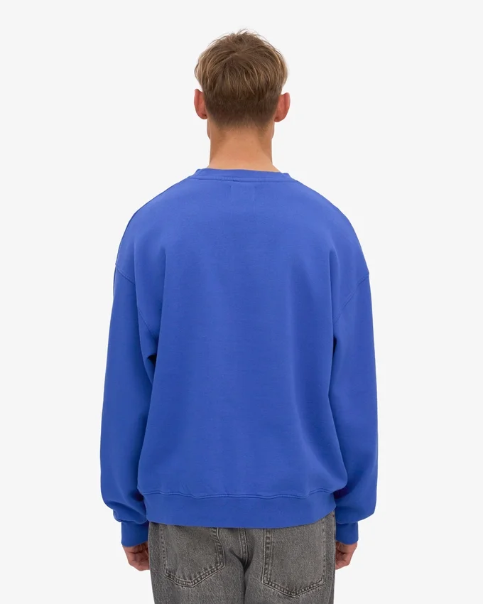 Bio-Oversize-Pullover mit Rundhalsausschnitt – Saphirblau