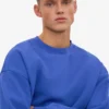 Bio-Oversize-Pullover mit Rundhalsausschnitt – Saphirblau