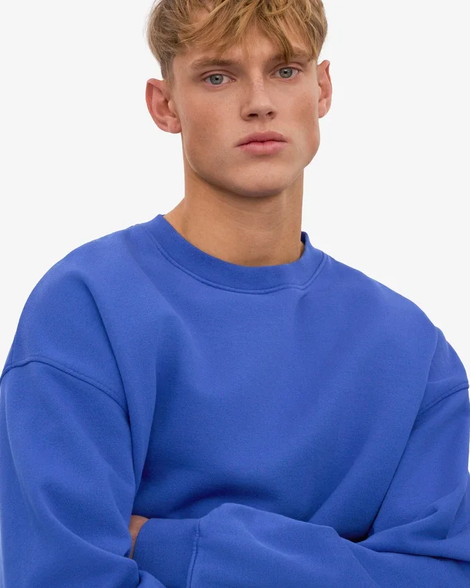 Bio-Oversize-Pullover mit Rundhalsausschnitt – Saphirblau
