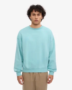 Bio-Oversize-Sweatshirt mit Rundhalsausschnitt – Blaugrün
