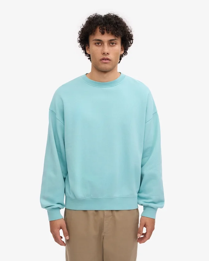 Bio-Oversize-Sweatshirt mit Rundhalsausschnitt – Blaugrün