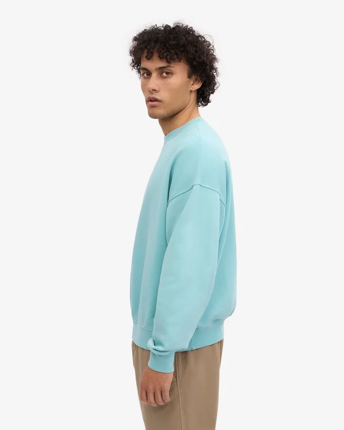 Bio-Oversize-Sweatshirt mit Rundhalsausschnitt – Blaugrün