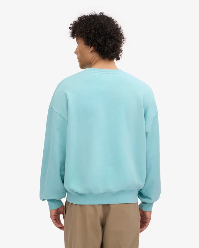 Bio-Oversize-Sweatshirt mit Rundhalsausschnitt – Blaugrün
