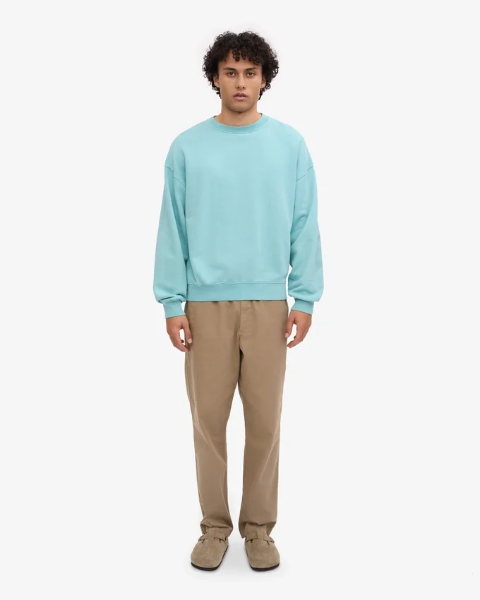 Bio-Oversize-Sweatshirt mit Rundhalsausschnitt – Blaugrün