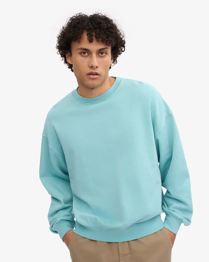 Bio-Oversize-Sweatshirt mit Rundhalsausschnitt – Blaugrün