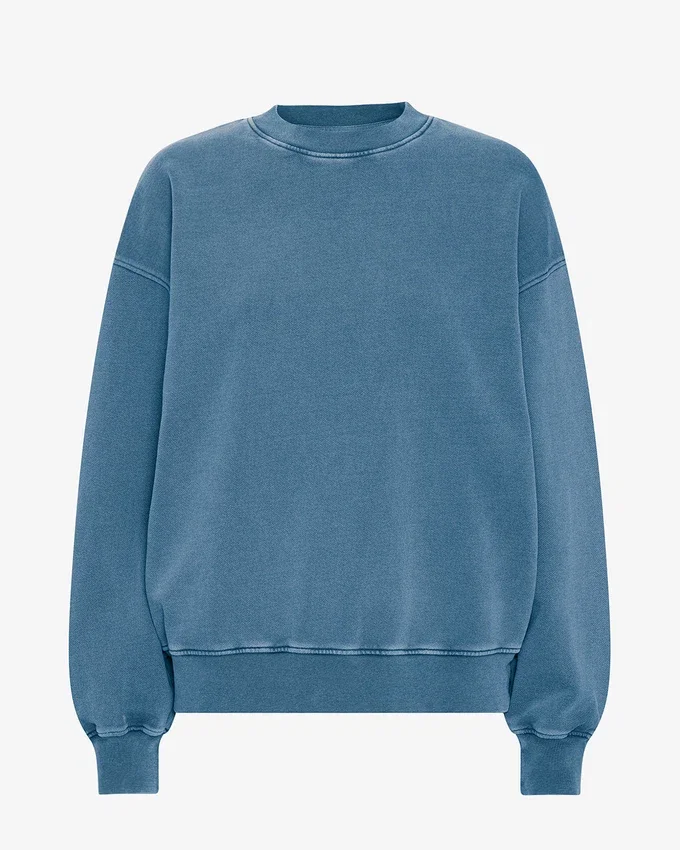 Bio-Oversize-Sweatshirt mit Rundhalsausschnitt – Faded Indigo