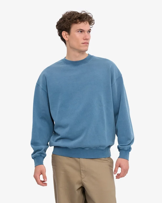 Bio-Oversize-Sweatshirt mit Rundhalsausschnitt – Faded Indigo