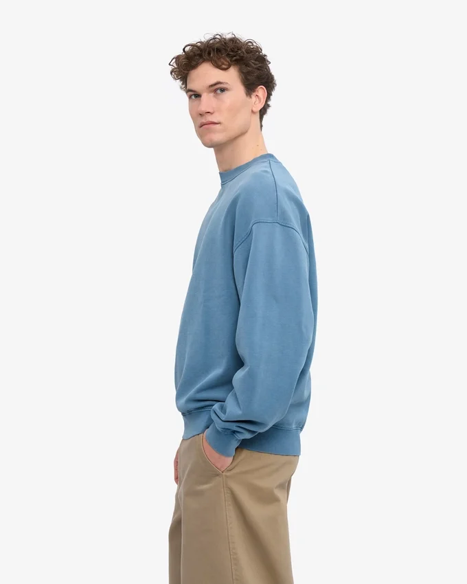 Bio-Oversize-Sweatshirt mit Rundhalsausschnitt – Faded Indigo