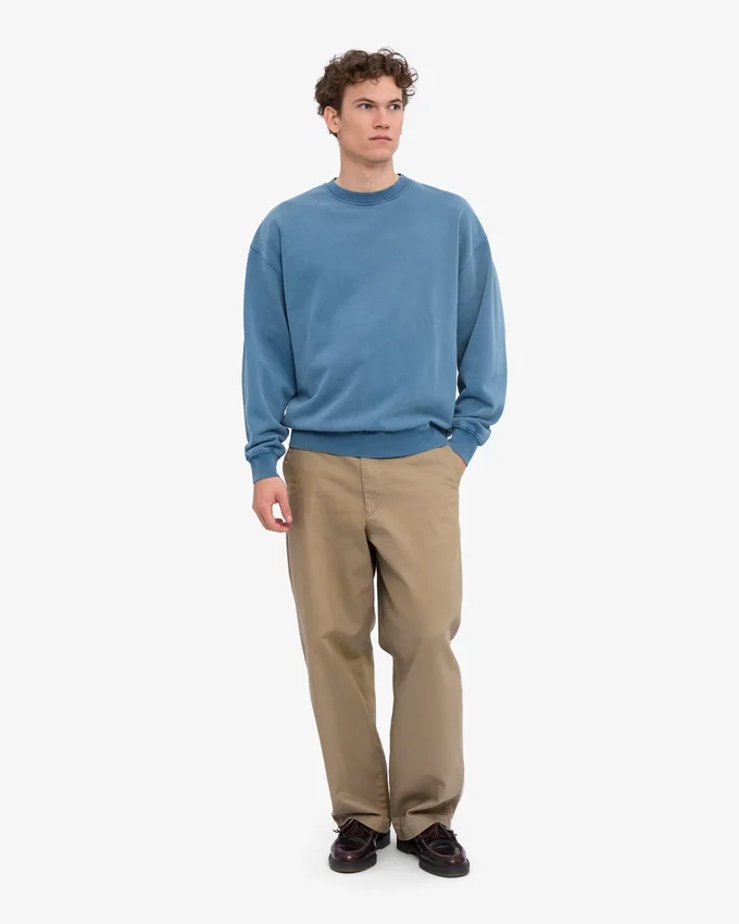 Bio-Oversize-Sweatshirt mit Rundhalsausschnitt – Faded Indigo