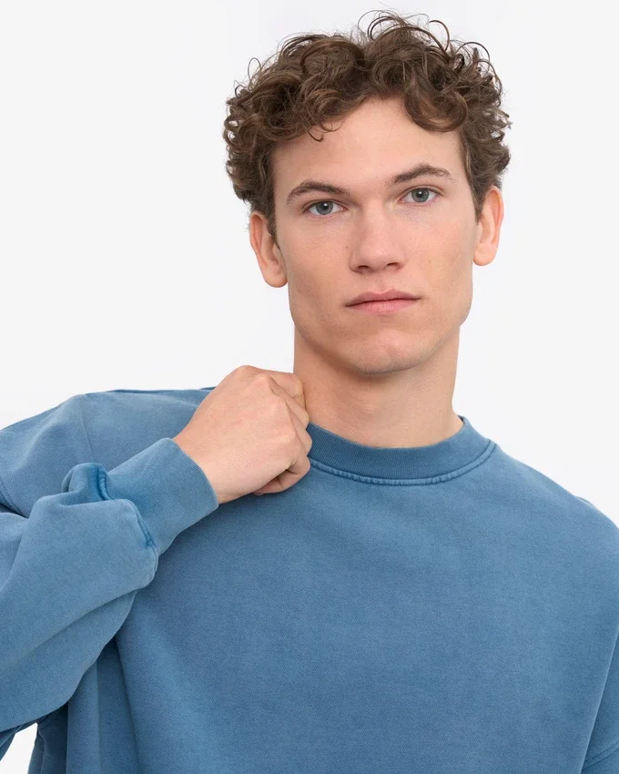 Bio-Oversize-Sweatshirt mit Rundhalsausschnitt – Faded Indigo
