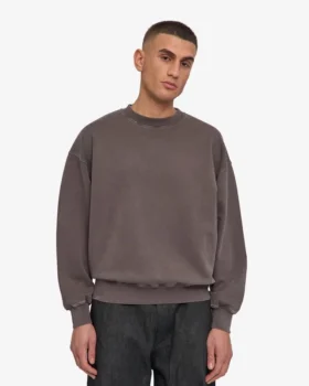 Bio-Oversize-Sweatshirt mit Rundhalsausschnitt – Faded Mud