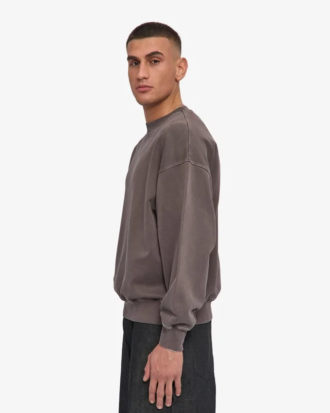 Bio-Oversize-Sweatshirt mit Rundhalsausschnitt – Faded Mud