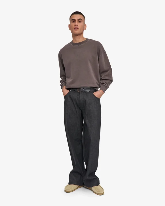 Bio-Oversize-Sweatshirt mit Rundhalsausschnitt – Faded Mud