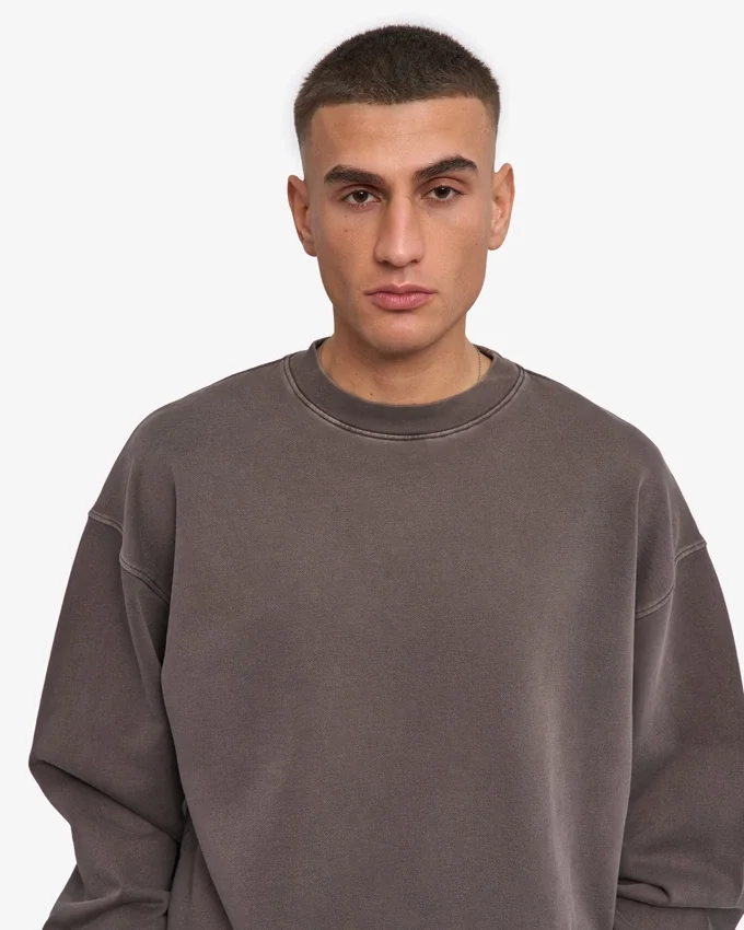 Bio-Oversize-Sweatshirt mit Rundhalsausschnitt – Faded Mud