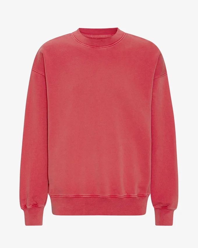 Bio-Oversize-Sweatshirt mit Rundhalsausschnitt – Faded Red