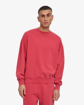 Bio-Oversize-Sweatshirt mit Rundhalsausschnitt – Faded Red