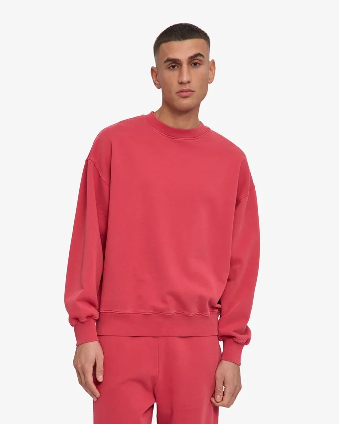 Bio-Oversize-Sweatshirt mit Rundhalsausschnitt – Faded Red