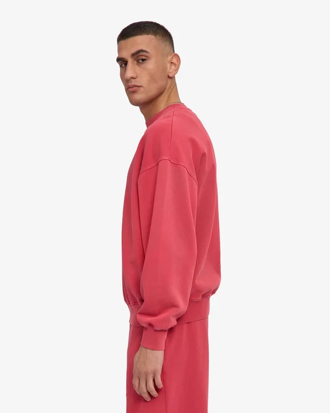 Bio-Oversize-Sweatshirt mit Rundhalsausschnitt – Faded Red