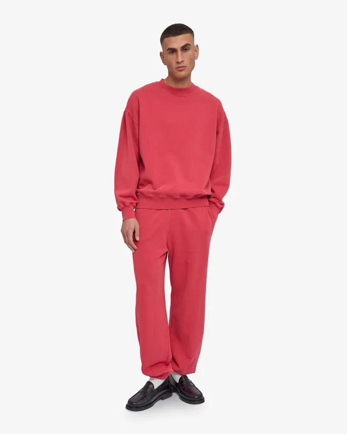 Bio-Oversize-Sweatshirt mit Rundhalsausschnitt – Faded Red