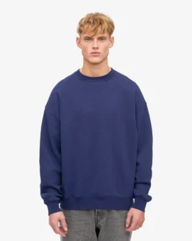 Bio-Oversize-Sweatshirt mit Rundhalsausschnitt – Marineblau