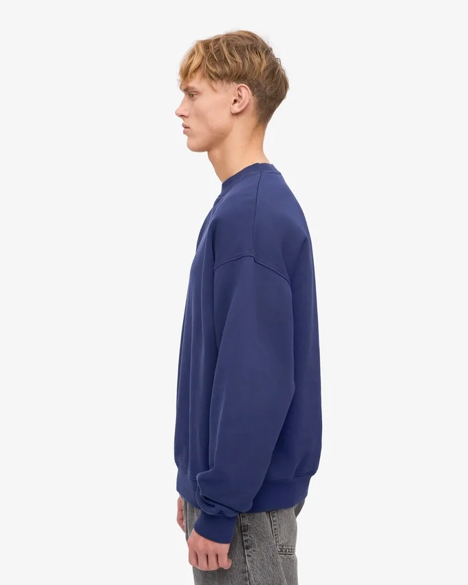 Bio-Oversize-Sweatshirt mit Rundhalsausschnitt – Marineblau