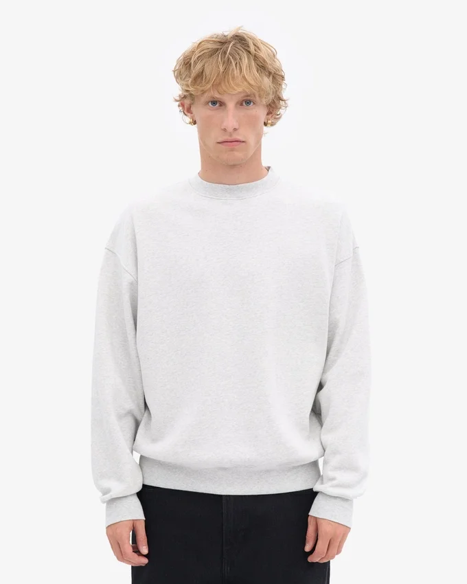 Bio-Oversize-Sweatshirt mit Rundhalsausschnitt – Snow Melange