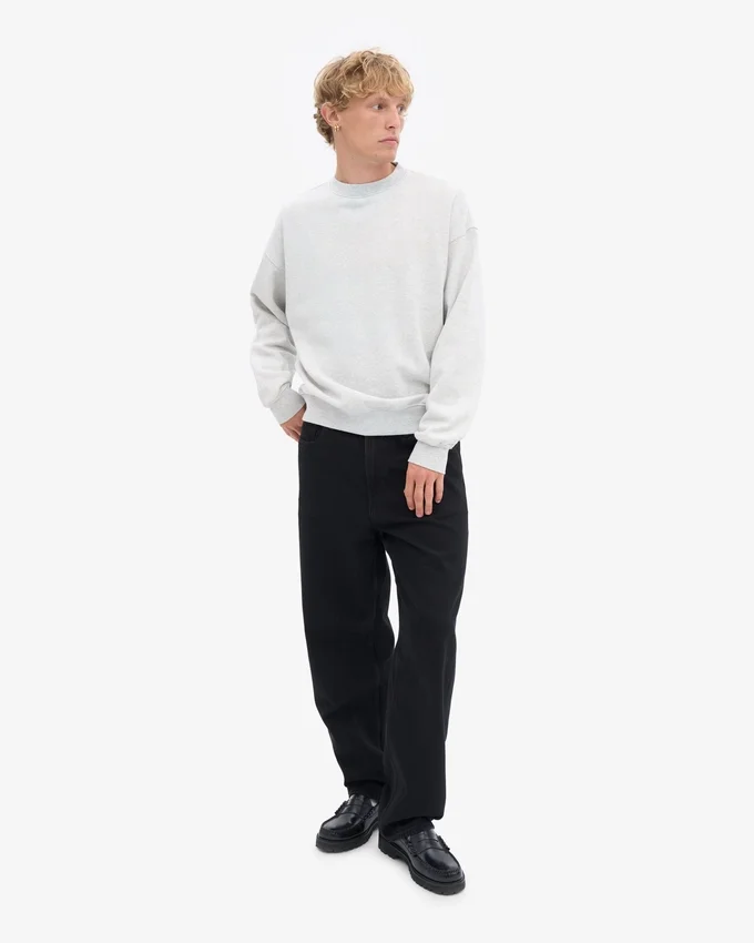 Bio-Oversize-Sweatshirt mit Rundhalsausschnitt – Snow Melange