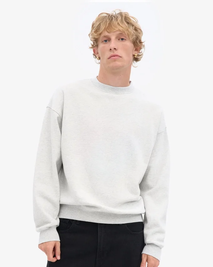 Bio-Oversize-Sweatshirt mit Rundhalsausschnitt – Snow Melange