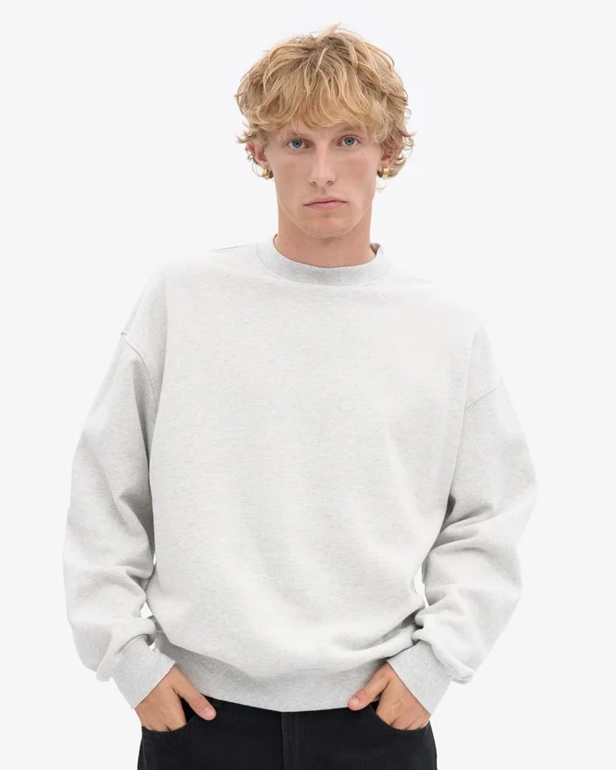 Bio-Oversize-Sweatshirt mit Rundhalsausschnitt – Snow Melange