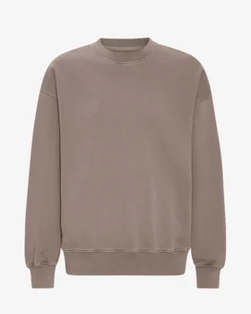 Bio-Oversize-Sweatshirt mit Rundhalsausschnitt – verblasstes Khaki