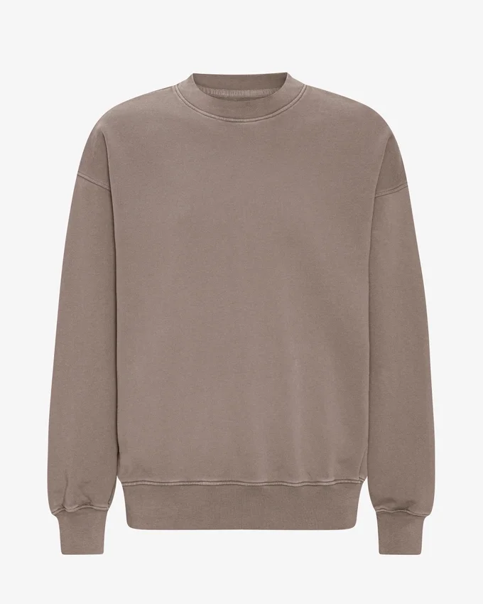 Bio-Oversize-Sweatshirt mit Rundhalsausschnitt – verblasstes Khaki
