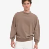 Bio-Oversize-Sweatshirt mit Rundhalsausschnitt – verblasstes Khaki