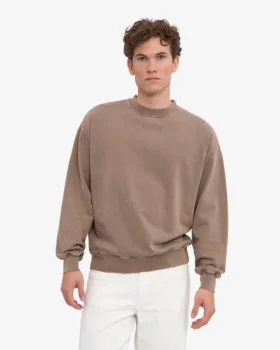 Bio-Oversize-Sweatshirt mit Rundhalsausschnitt – verblasstes Khaki