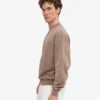 Bio-Oversize-Sweatshirt mit Rundhalsausschnitt – verblasstes Khaki